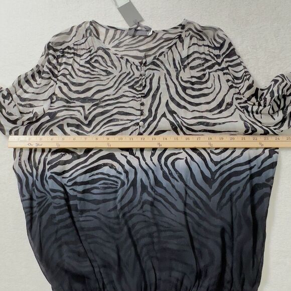 Mint Velvet Naomi Sheer Zebra Print Dip Dye Top Sz 14 Pullover Long Sleeves - Picture 10 of 13